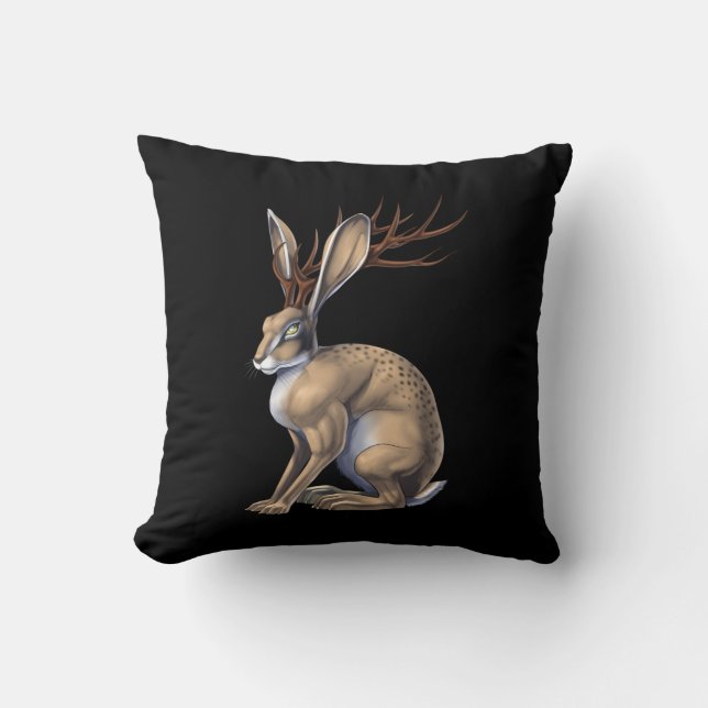 Jackalope Cryptid Animal Kussen (Voorkant)