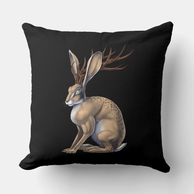 Jackalope Cryptid Animal Kussen (Voorkant)
