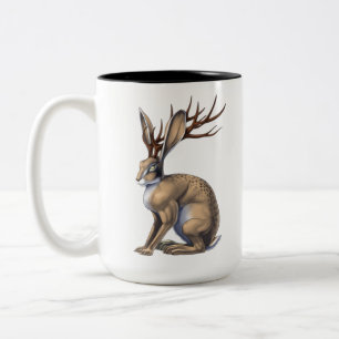Jackalope Cryptid Animal Tweekleurige Koffiemok