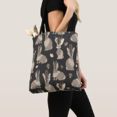 Jackalope Forest Funny Mythical Rabbit Print Black Tote Bag (Dichtbij)
