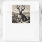 Jackalope  Illustratie Vierkante Sticker (Tas)