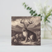 Jackalope  Illustratie Vlak Wenskaart Kaart (Staand voorkant)
