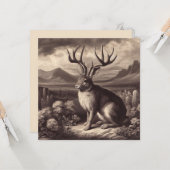 Jackalope  Illustratie Vlak Wenskaart Kaart (Voorkant / Achterkant in situ)