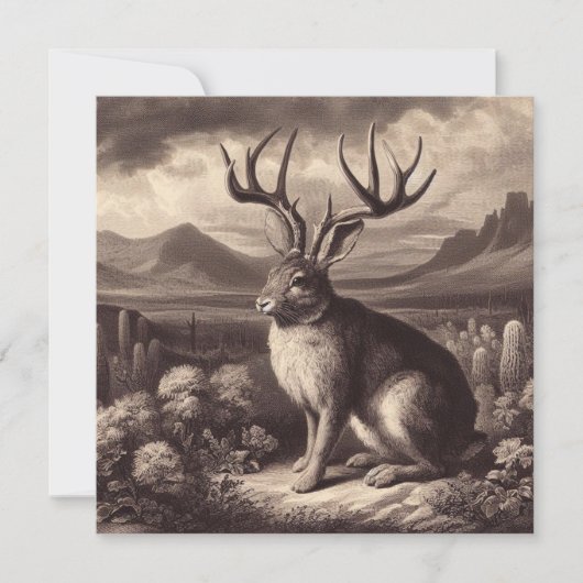 Jackalope  Illustratie Vlak Wenskaart Kaart (Voorkant)