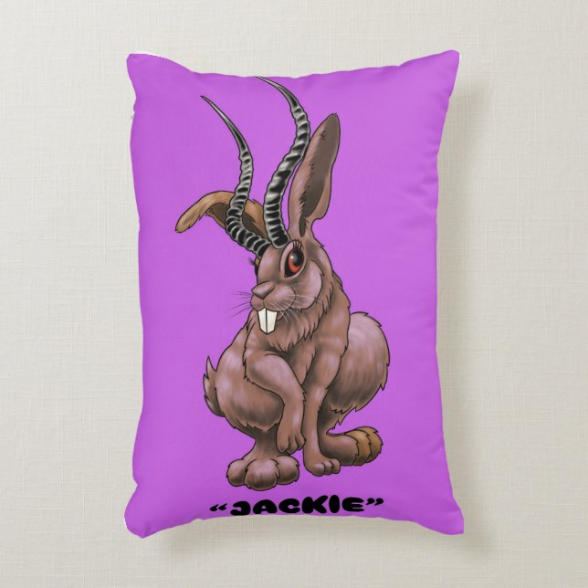 Jackalope "Jackie" Cryptid Accent Kussen (Voorkant(Verticaal))