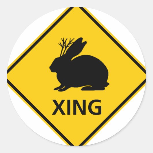 Jackalope kruising Highway Sign Ronde Sticker (Voorkant)