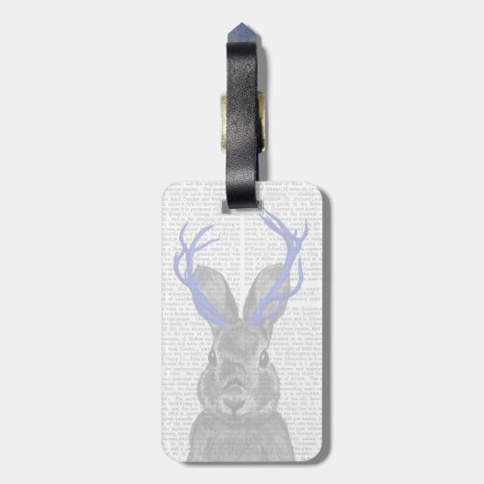 Jackalope met Blue Antlers Bagagelabel (Achterkant verticaal)