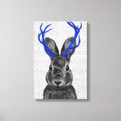 Jackalope met Blue Antlers Canvas Afdruk (Voorkant)