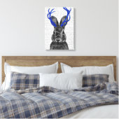 Jackalope met Blue Antlers Canvas Afdruk (Insitu (Slaapkamer))