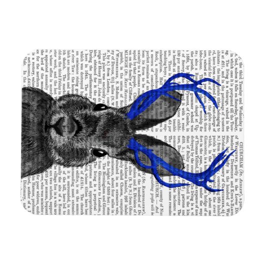 Jackalope met Blue Antlers Magneet (Horizontaal)