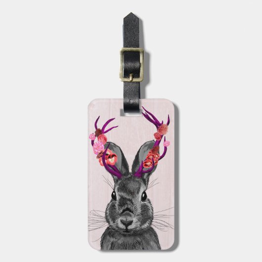 Jackalope met roze Antlers 2 Bagagelabel (Voorkant verticaal)