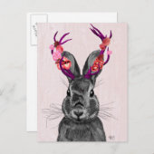 Jackalope met roze Antlers 2 Briefkaart (Voorkant / Achterkant)