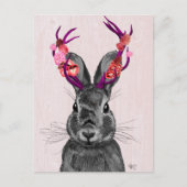 Jackalope met roze Antlers 2 Briefkaart (Voorkant)
