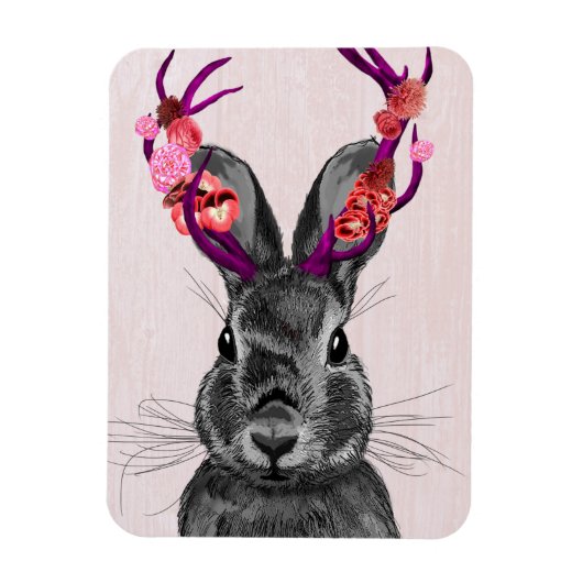Jackalope met roze Antlers 2 Magneet (Verticaal)