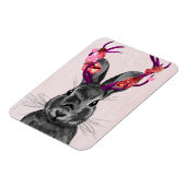 Jackalope met roze Antlers 2 Magneet (Linkerzijde)