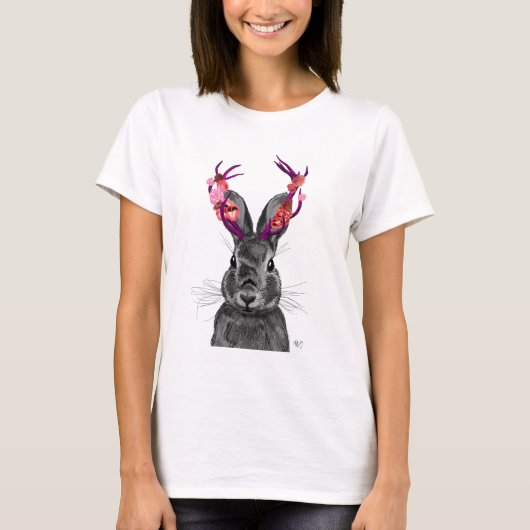Jackalope met roze Antlers 2 T-shirt (Voorkant)