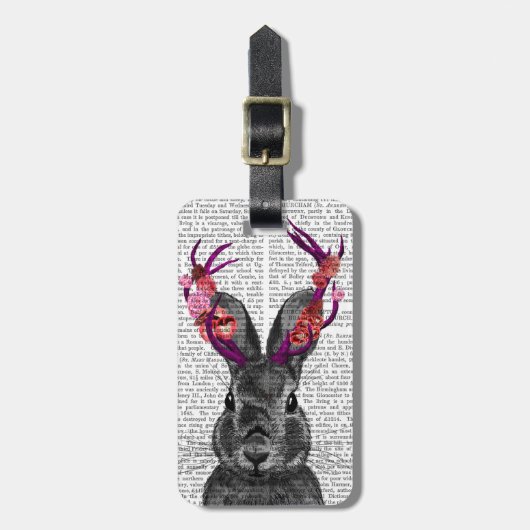Jackalope met roze Antlers Bagagelabel (Voorkant verticaal)