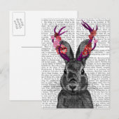 Jackalope met roze Antlers Briefkaart (Voorkant / Achterkant)