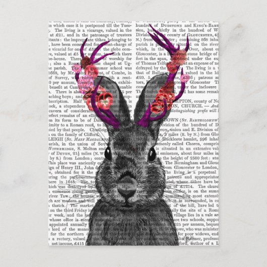 Jackalope met roze Antlers Briefkaart (Voorkant)
