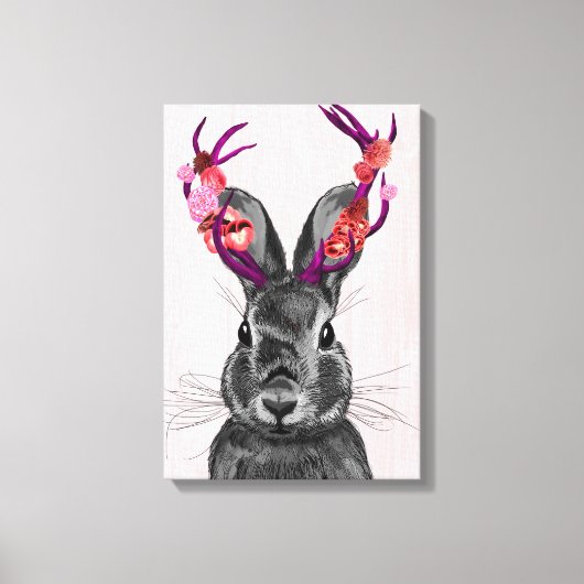 Jackalope met roze Antlers Canvas Afdruk (Voorkant)