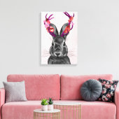 Jackalope met roze Antlers Canvas Afdruk (Insitu (Woonkamer))