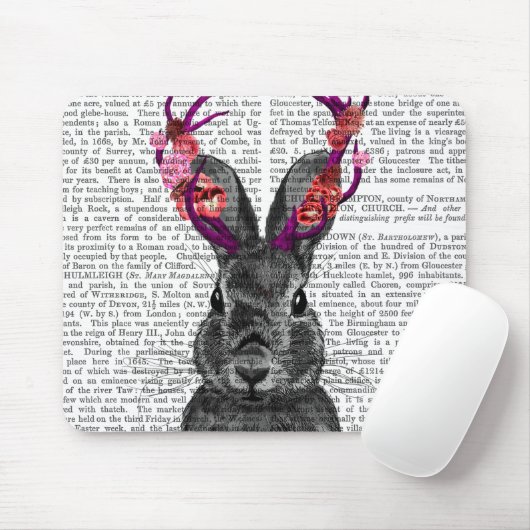 Jackalope met roze Antlers Muismat (Met muis)
