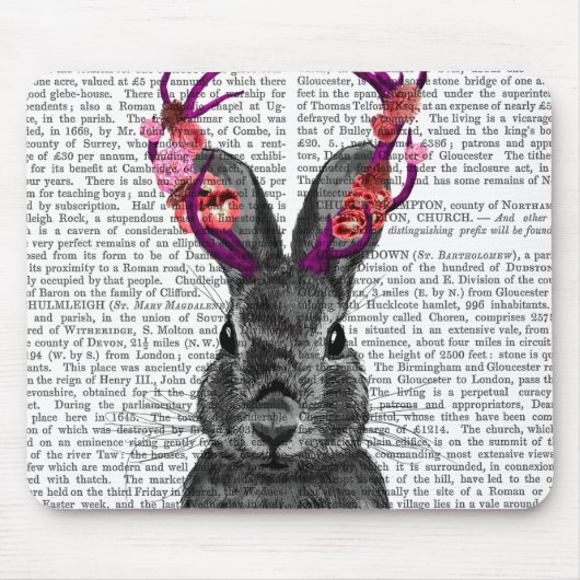 Jackalope met roze Antlers Muismat (Voorkant)