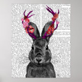Jackalope met roze Antlers Poster (Voorkant)