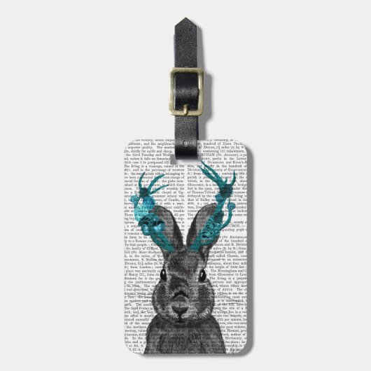 Jackalope met Turquoise Antlers Bagagelabel (Voorkant verticaal)
