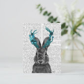 Jackalope met Turquoise Antlers Briefkaart (Staand voorkant)