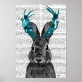 Jackalope met Turquoise Antlers Poster (Voorkant)