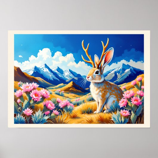 Jackalope Mountain Desert Just for Fun Poster (Voorkant)