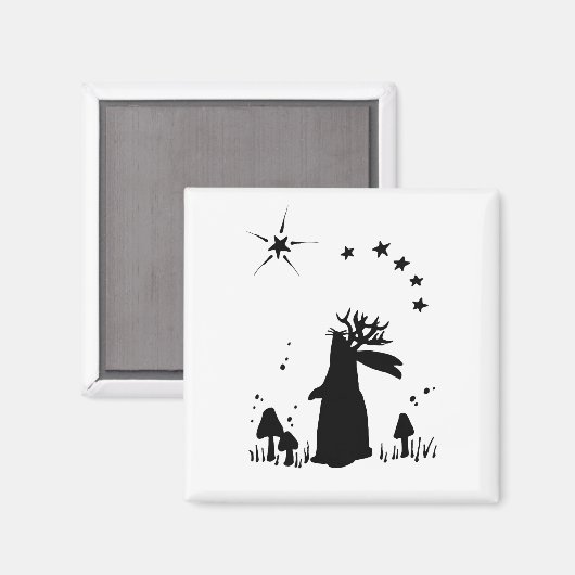 Jackalope Night - B&W Magneet (Voorkant / Achterkant)