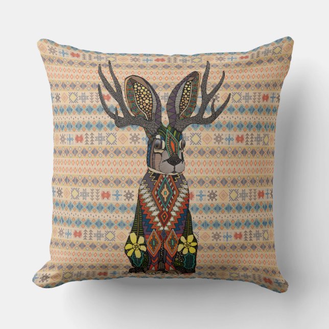 Jackalope Oregon bord Tan Kussen (Voorkant)