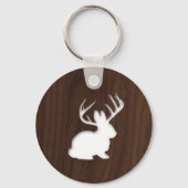 Jackalope over donker bruin hout sleutelhanger (Voorkant)