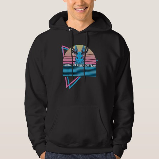 Jackalope Retro Cryptid Jackalope Research Team Hoodie (Voorkant)