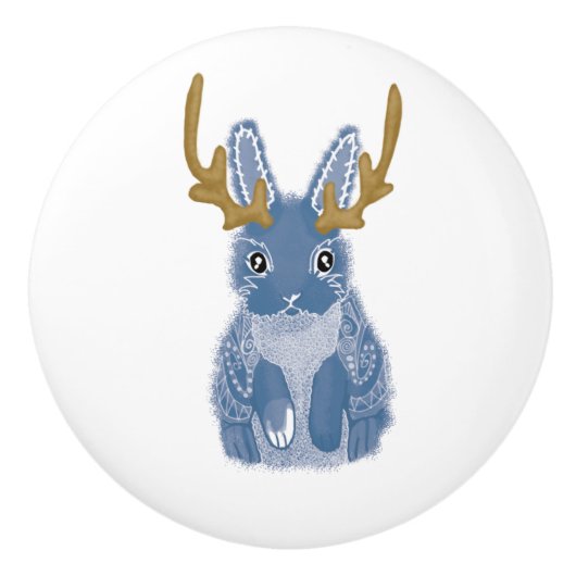Jackalope Spirit Dier Keramische Knop (Voorkant)