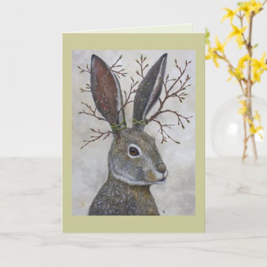Jackalope wannabe-kaart kaart (Gele Bloem)