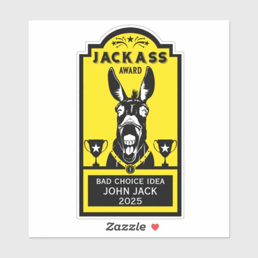 Jackass Award Sticker (Vel)