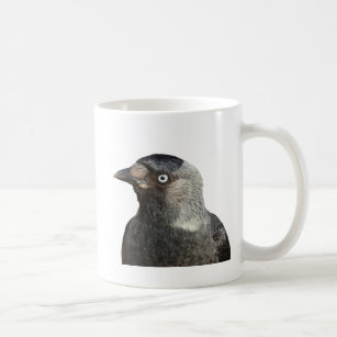 Jackdaw Bird Portrait Vector Koffiemok