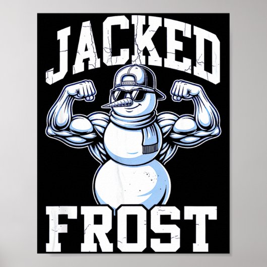Jacked Frost Muscular Snowman Vintage Gym Poster (Voorkant)