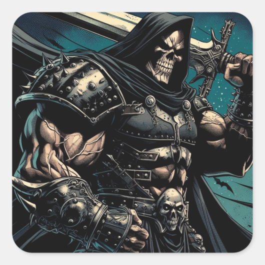 Jacked Necromancer Warrior Vierkante Sticker (Voorkant)