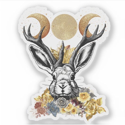 Jackelope Moon Goddess Sticker (Voorkant)