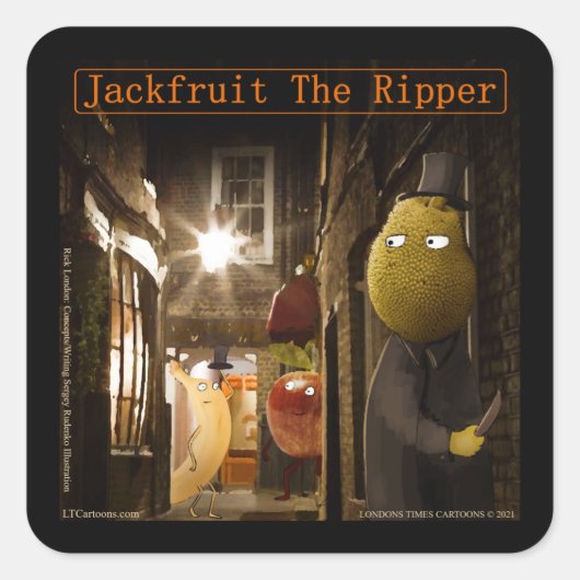 Jackfruit The Ripper Grappige Rick London Vierkante Sticker (Voorkant)