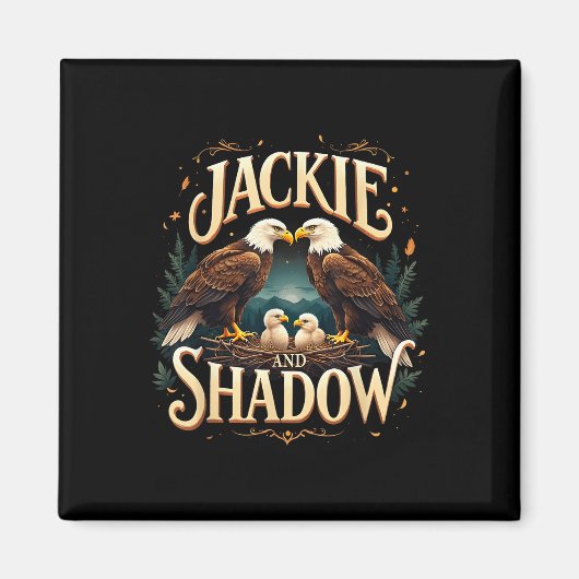 Jackie en Shadow Bald Eagle Familie Graphi Magneet (Voorkant)