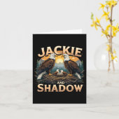 Jackie en Shadow Bald Eagle Family Design Kaart (Gele Bloem)