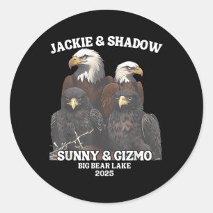 Jackie en Shadow Sunny en Gizmo Big Bear Lake 20 Ronde Sticker