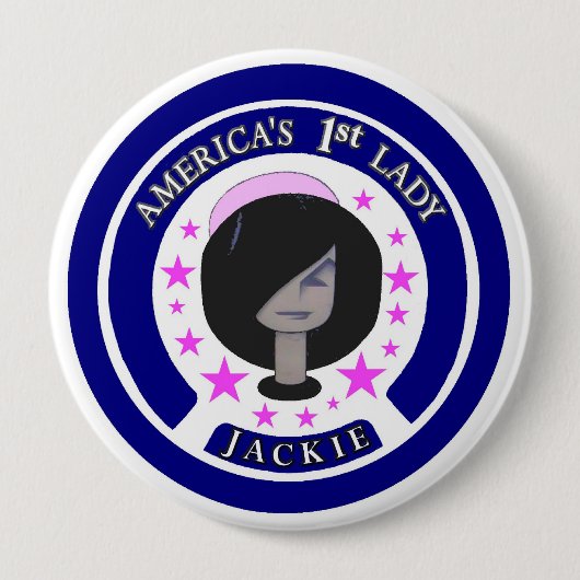 Jackie Kennedy America's 1ste Lady Ronde Button 4,0 Cm (Voorkant)