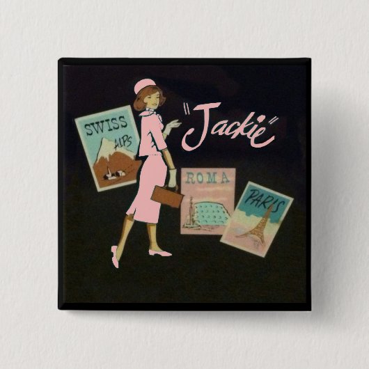 Jackie Kennedy Vierkante Button 5,1 Cm (Voorkant)