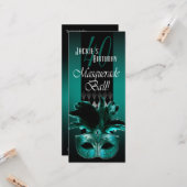 Jackie UK Blauwgroen Black Masquerade 40th Birthda Kaart (Voorkant / Achterkant in situ)